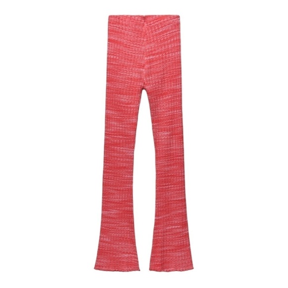 NWT Zara High Waisted Knit Flare Pink Barbiecore Pants - Picture 5 of 8